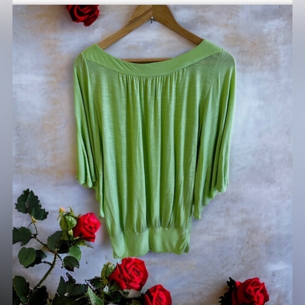Rampage Long Sleeve Tunic - plus Size S. Lightweight wide sleeve kimono green